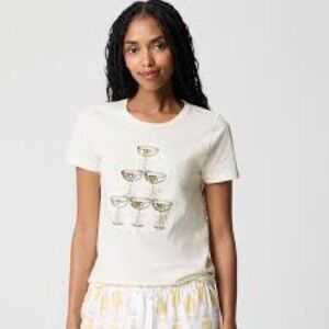 J. CREW NWT COLLECTOR tee size L Champagne Glasses Graphic